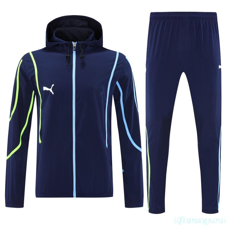 26/27 Puma Navy Blue Full Zipper Hooded Jacket Tracksuit + Long Pants