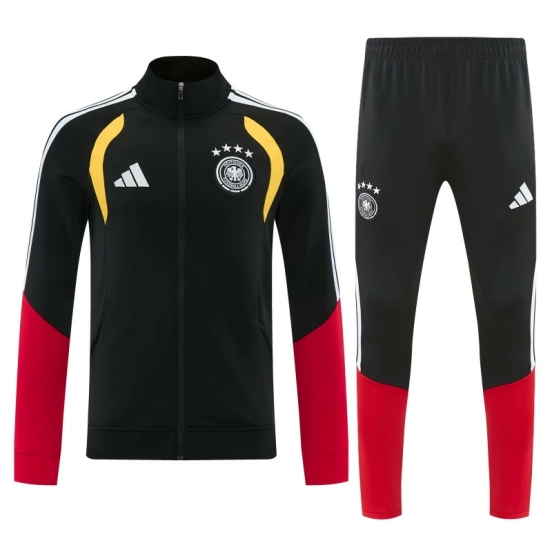 26/27 Germany  Black Full Zipper Jacket Tracksuit + Long Pants