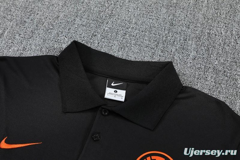 26/27 Inter Milan Black Polo Training Shirt + Long Pants Tracksuit