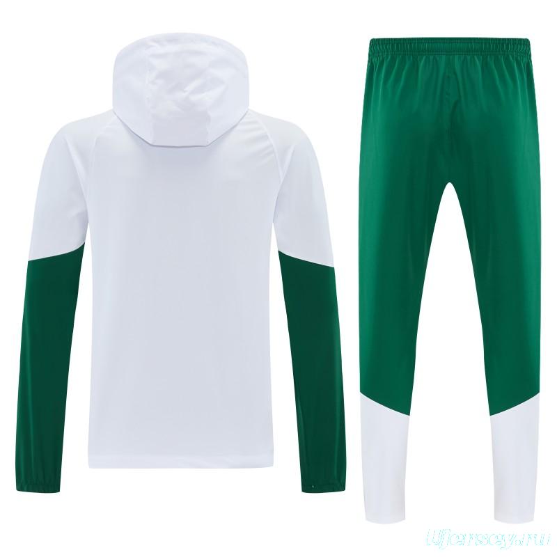 26/27 Italy White Full Zipper Hooded Jacket Tracksuit + Long Pants