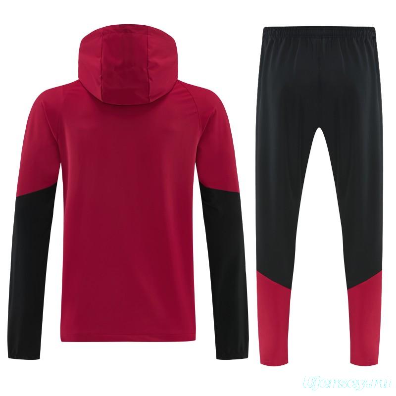 26/27 Germany Red Full Zipper Jacket Tracksuit + Long Pants