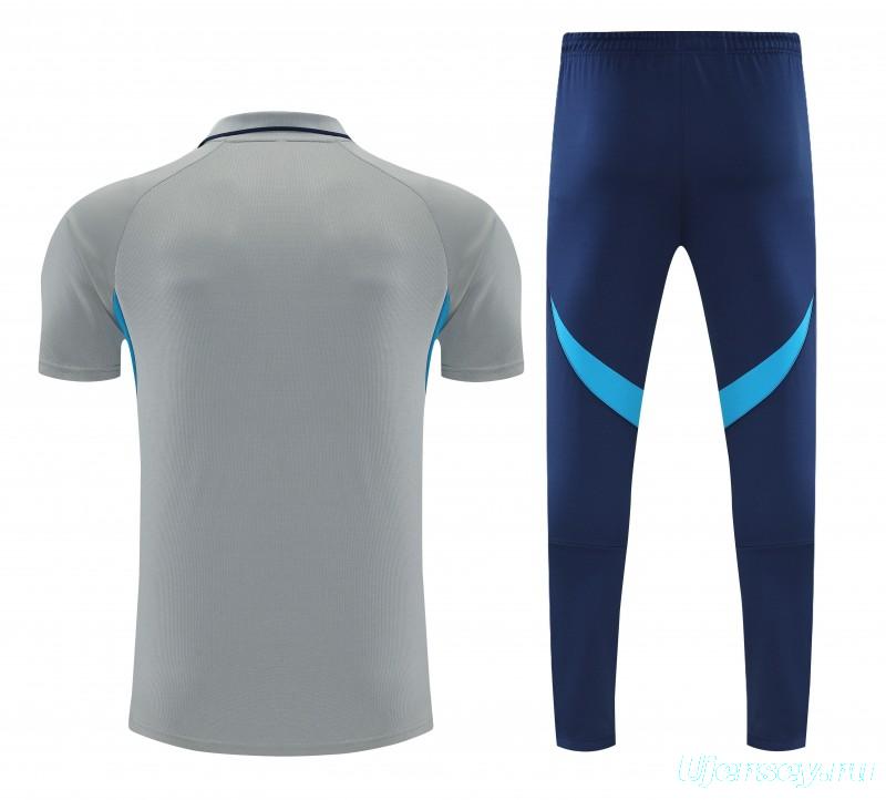 26/27   Arsenal Grey Polo Training Shirt + Long Pants Tracksuit