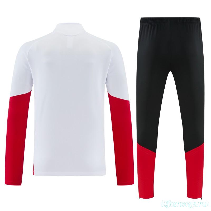 26/27 Germany White Half Zipper Jacket Tracksuit  + Long Pants