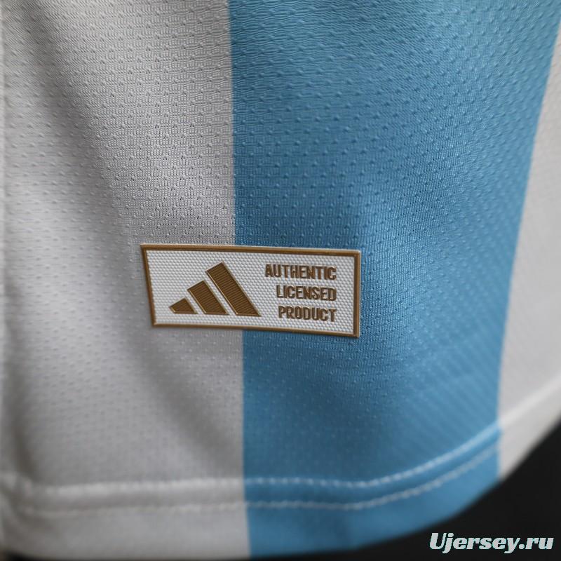 Player Version 2027 Argentina Home White & Light Blue Stripes with FIFA World Cup Champion Badge Jersey