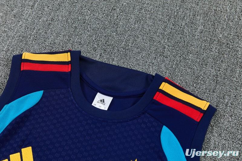 26/27  Spain Navy Blue Sleeveless Training Vest +Shorts Set