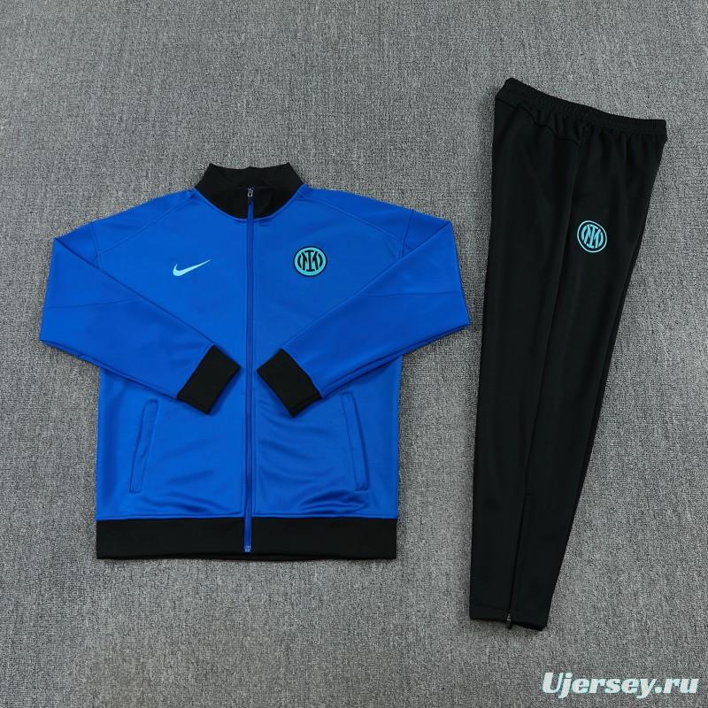 26/27 Inter Milan Blue Full Zipper Jacket Tracksuit + Black Long Pants