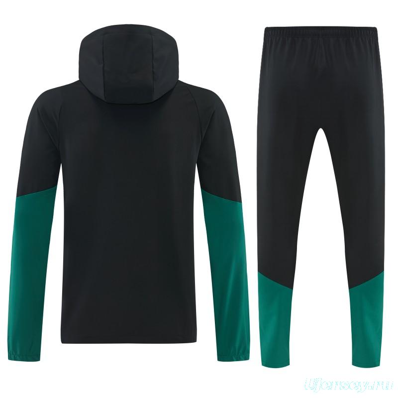 26/27  Mexico Black & Dark Green Full Zipper Hooded Jacket Tracksuit + Long Pants
