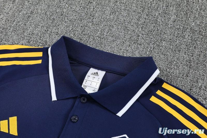 26/27  Boca Juniors Navy Blue Polo Training Shirt + Long Pants Tracksuit