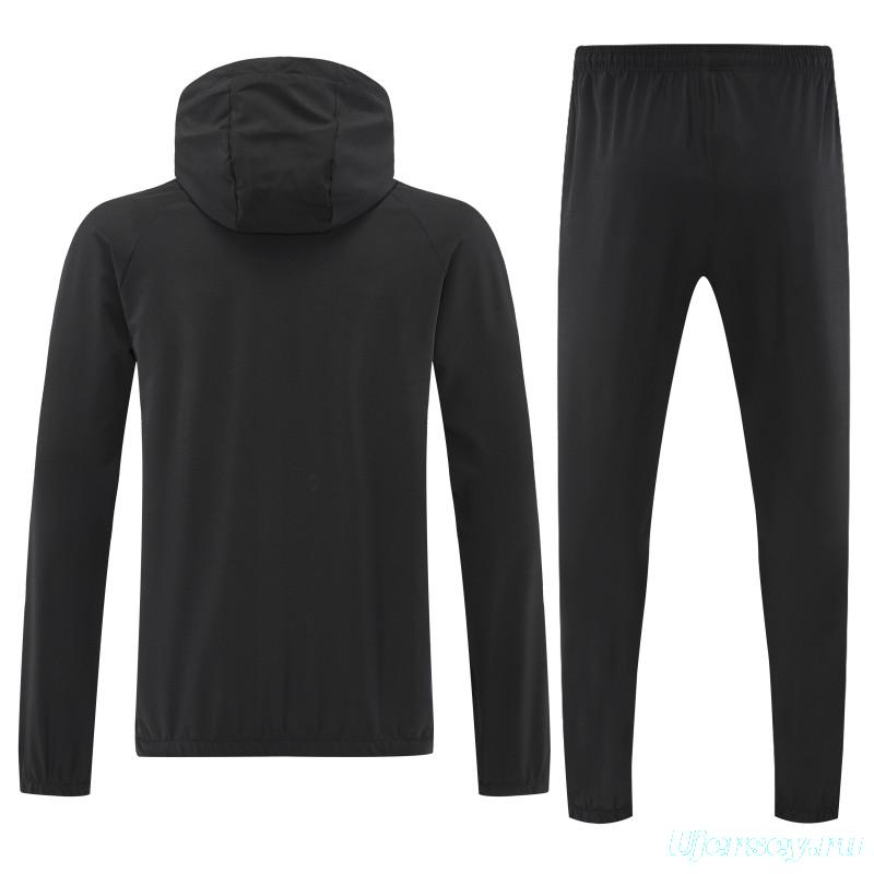 26/27 Nike Black Full Zipper Hooded Jacket Tracksuit + Long Pants