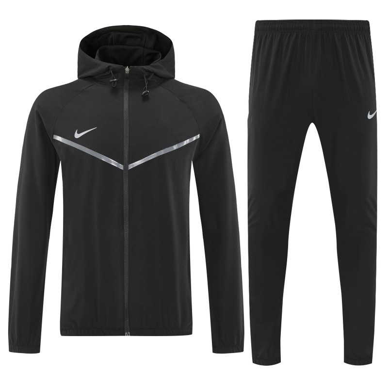 26/27 Nike Black Full Zipper Hooded Jacket Tracksuit + Long Pants