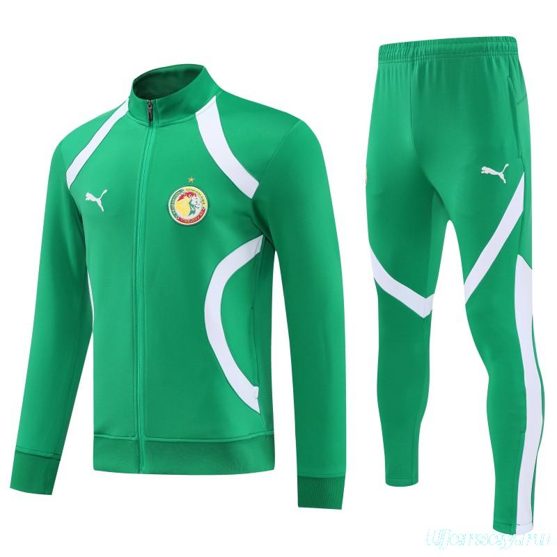 26/27 Senegal Green & White  Full Zipper Jacket Tracksuit + Long Pants