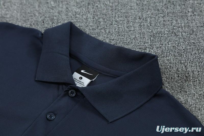 26/27  Barcelona Navy Blue Polo Training Shirt + Long Pants Tracksuit