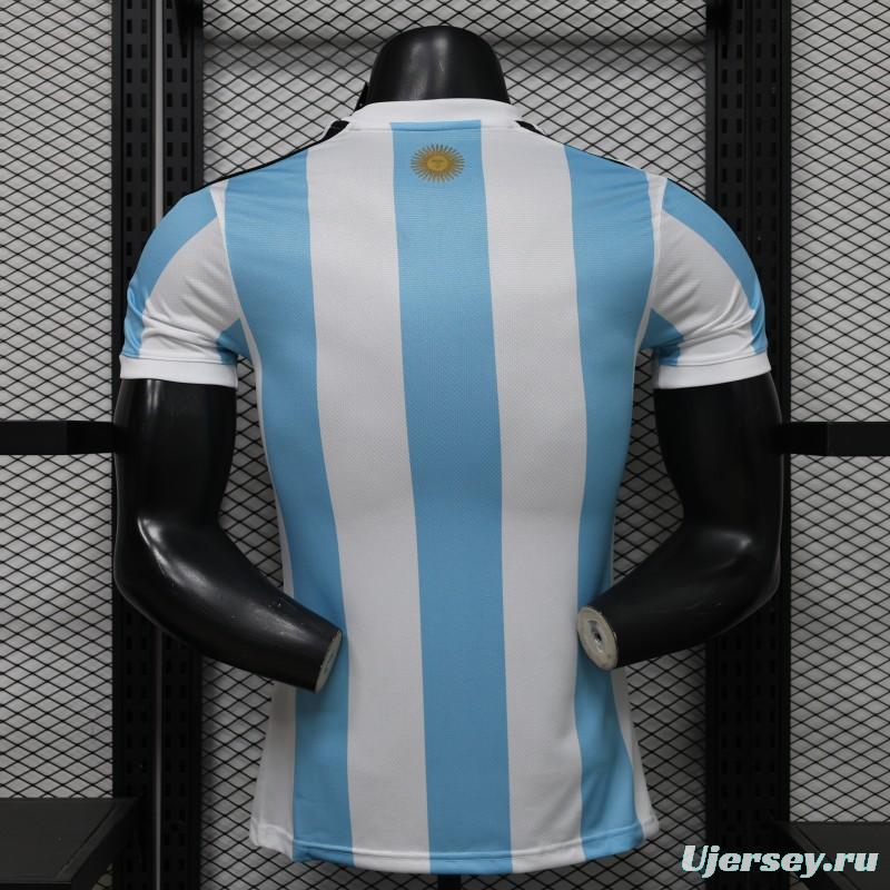 Player Version 2027 Argentina Home White & Light Blue Stripes with FIFA World Cup Champion Badge Jersey