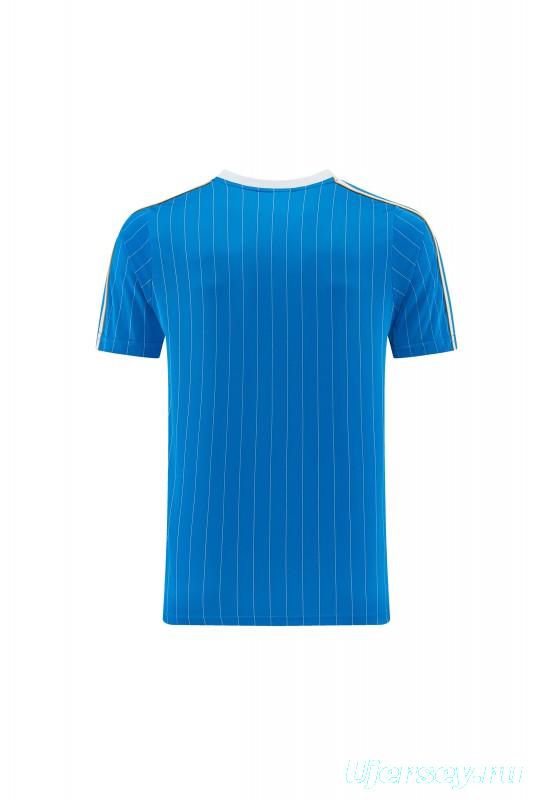 26/27 Real Madrid  Blue Pinstripe  Short Sleeve+Soccer Shorts