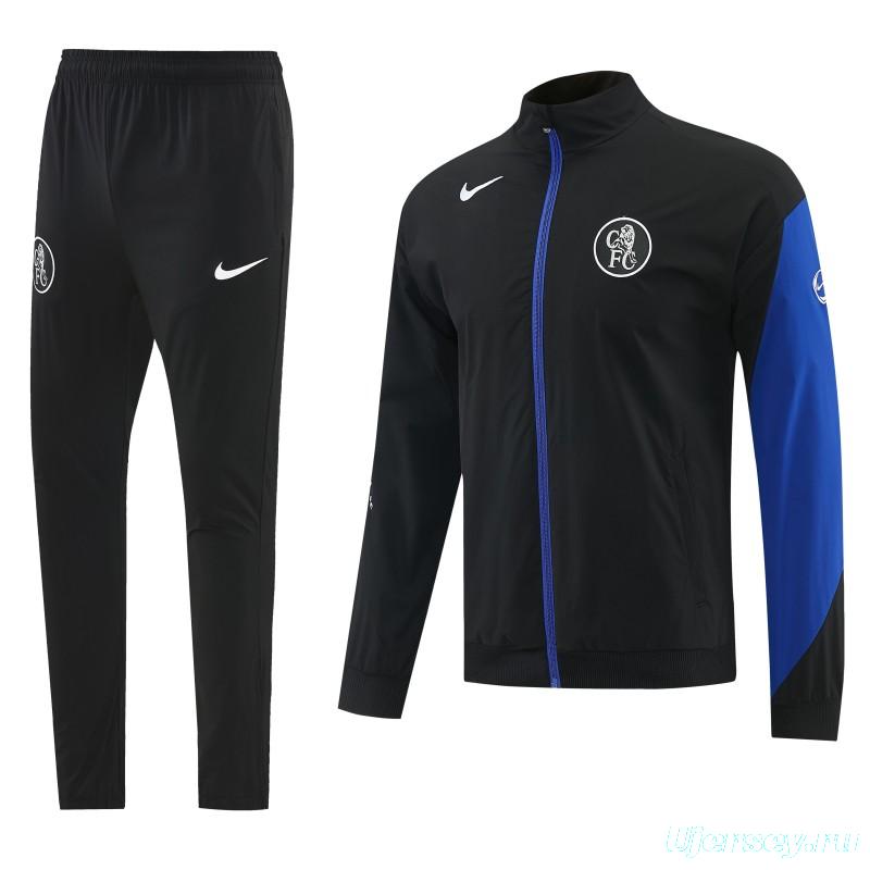 26/27 Chelsea Black Full Zipper Hooded Jacket Tracksuit + Long Pants