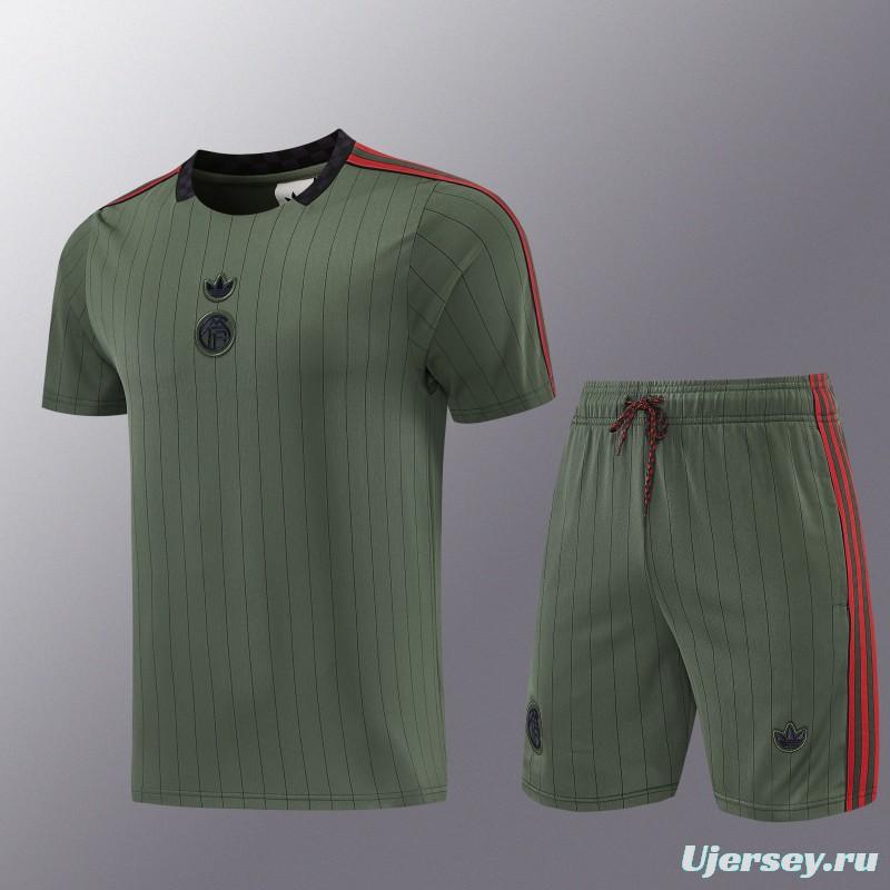 26/27 Bayern München  Forest Green  Pinstripe  Short Sleeve+Soccer Shorts