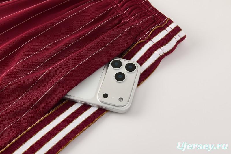 26/27  Arsenal  Maroon Pinstripe Short Sleeve+Soccer Shorts