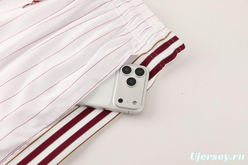 26/27 Arsenal  White Pinstripe Short Sleeve+Soccer Shorts