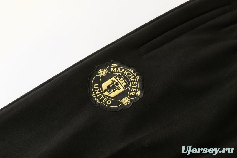 26/27 Manchester United Black Pullover Hooded Tracksuit + Long Pants