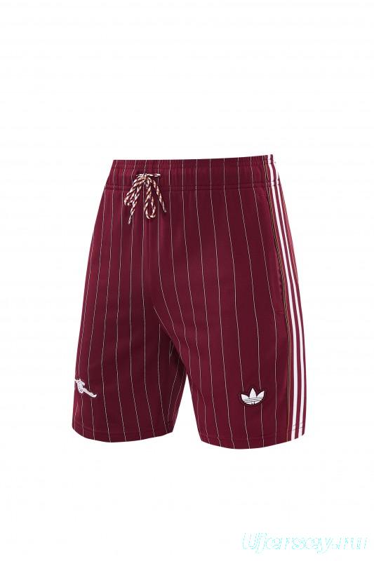 26/27  Arsenal  Maroon Pinstripe Short Sleeve+Soccer Shorts