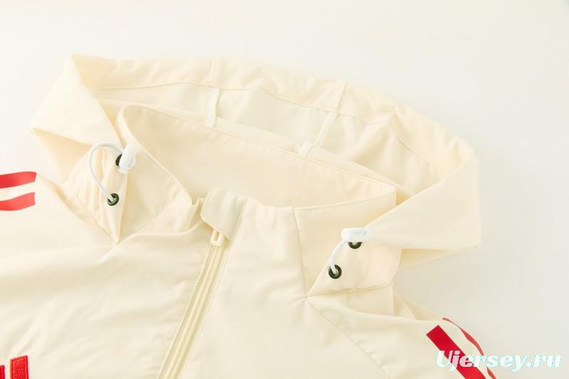 26/27 Liverpool Cream Full Zipper Hooded Jacket Tracksuit + Black Long Pants