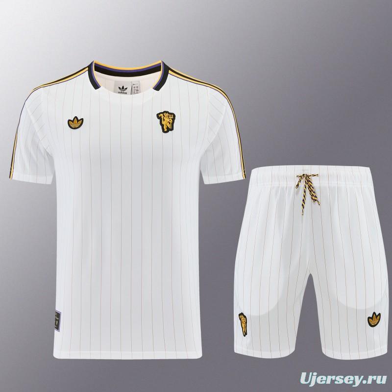 26/27 Manchester United White Short Sleeve+Soccer Shorts