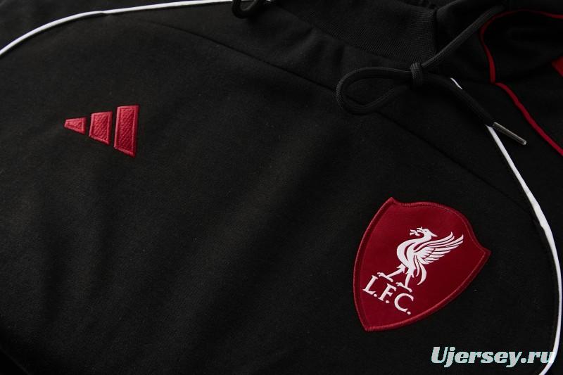 26/27 Liverpool  Black Full Zipper Hooded Jacket Tracksuit + Long Pants