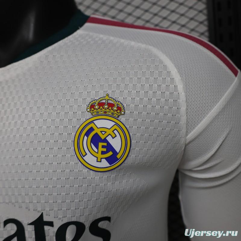 Player Version 26/27 Real Madrid White with Burgundy Stripe Long Sleeve Home Jersey