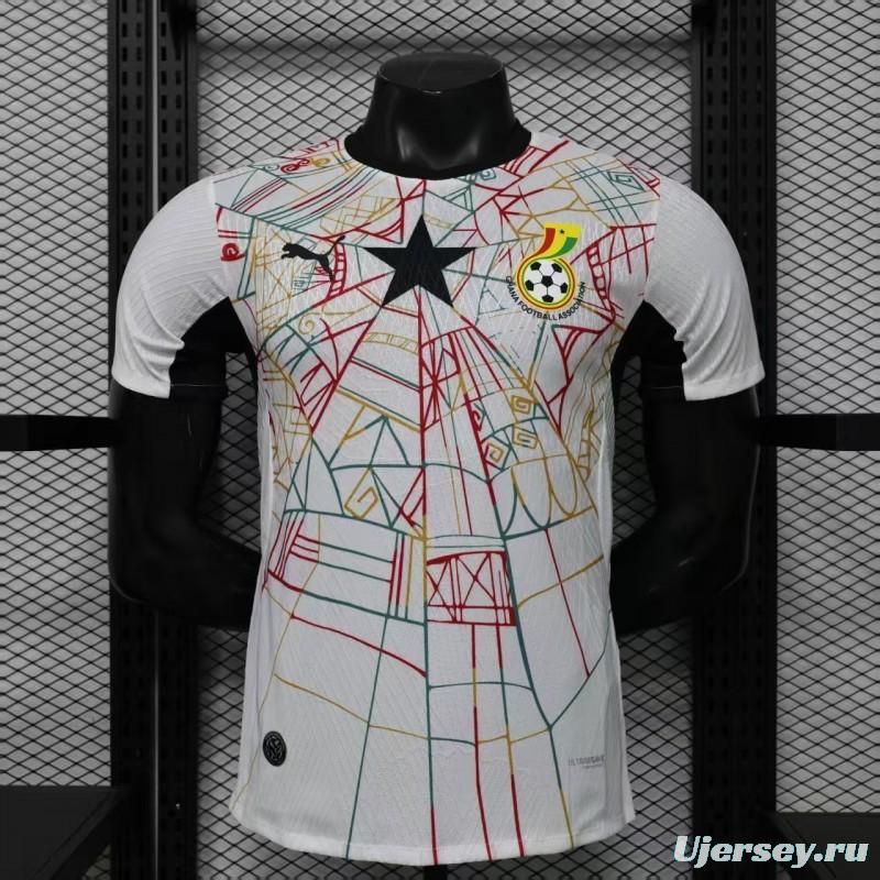 Player Version 2026 Ghana White with Multicolor Pattern Special Edition Jersey