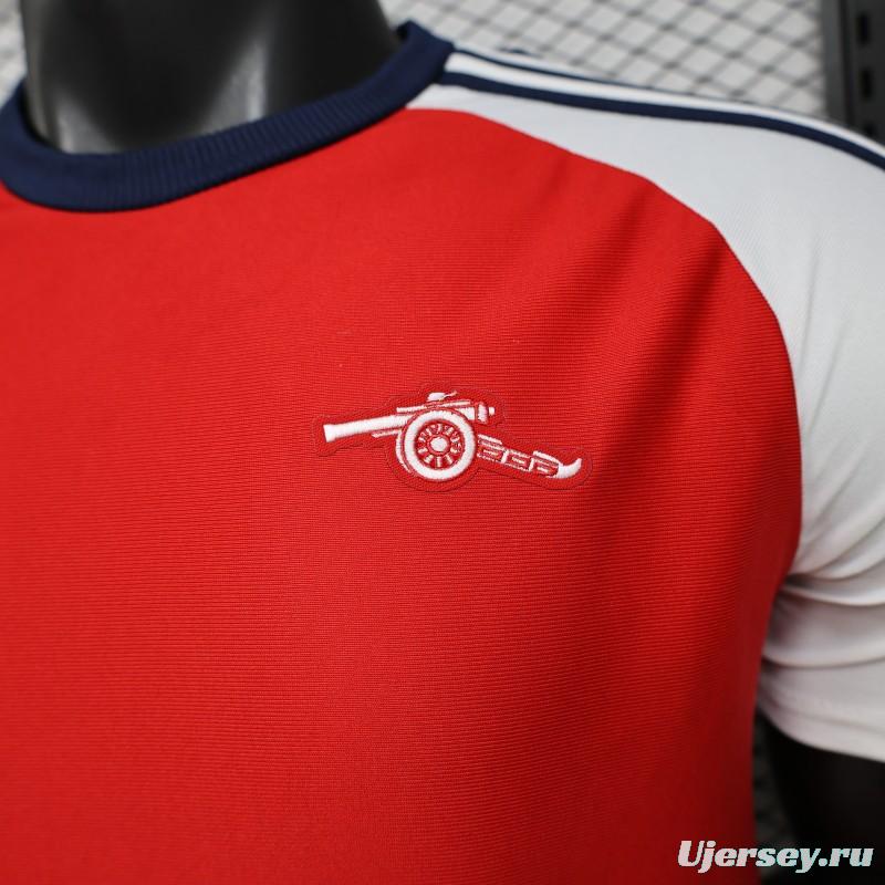 Player Version 2026  Arsenal x Adidas Originals Red with White Raglan Sleeve Home Jersey