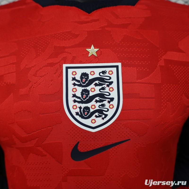 Player Version 26/27 England Away Red Long Sleeve Jersey