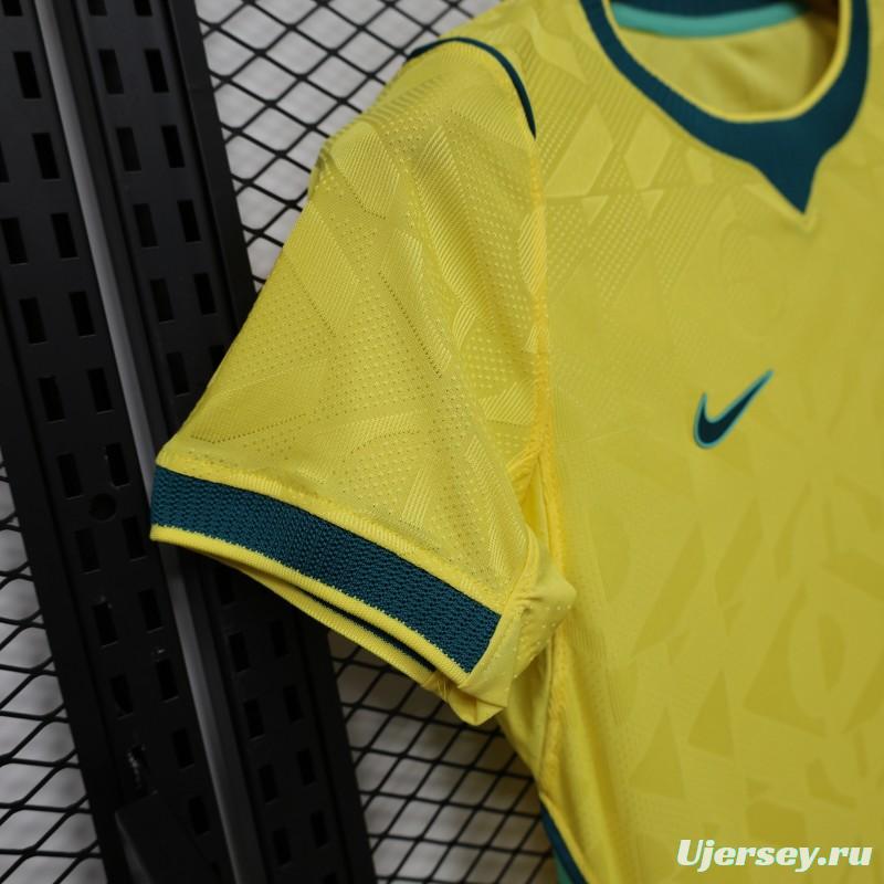 Player Version Women 2026  Brazil Yellow with Green Home Jersey