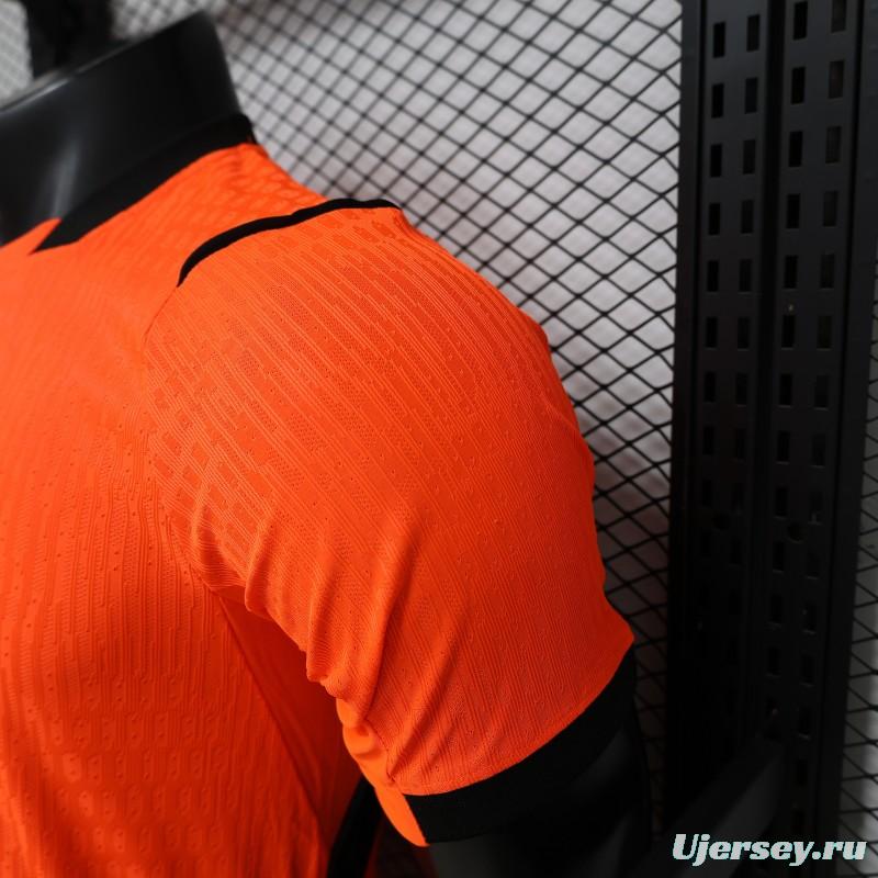 Player Version 2026 Netherlands Orange with Black Side Panel Home Jersey