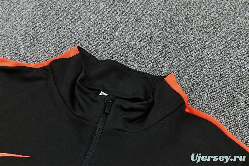 2026 Netherlands Black & Orange  Half Zipper Jacket Tracksuit + Long Pants