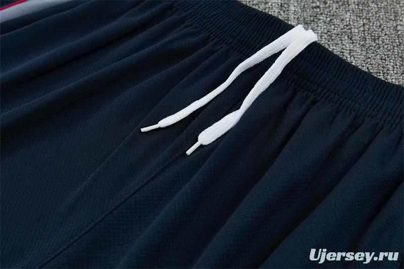 2026 England Grey Short Sleeve+ Navy Blue Soccer Shorts