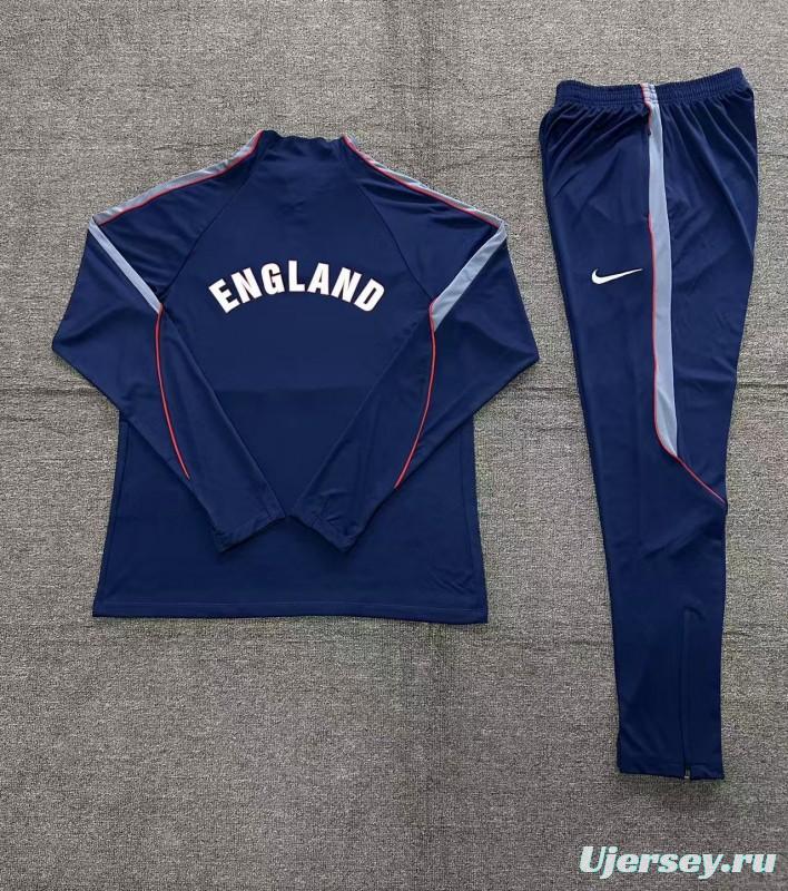 2026 Kids England Navy Blue  Half Zipper Jacket Tracksuit + Long Pants (Nike)