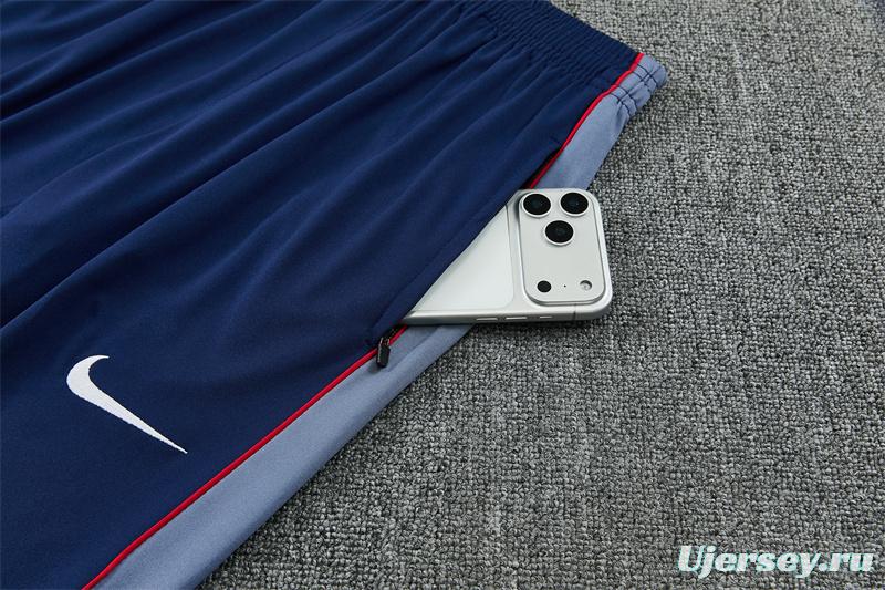 2026 England Grey Half Zipper Jacket Tracksuit + Navy  Blue Long Pants (Nike)