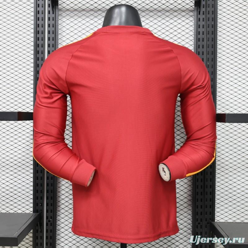 Player Version 2026 AS Roma Deep Red  84/85 Vintage Remake  Long Sleeve Home Jersey