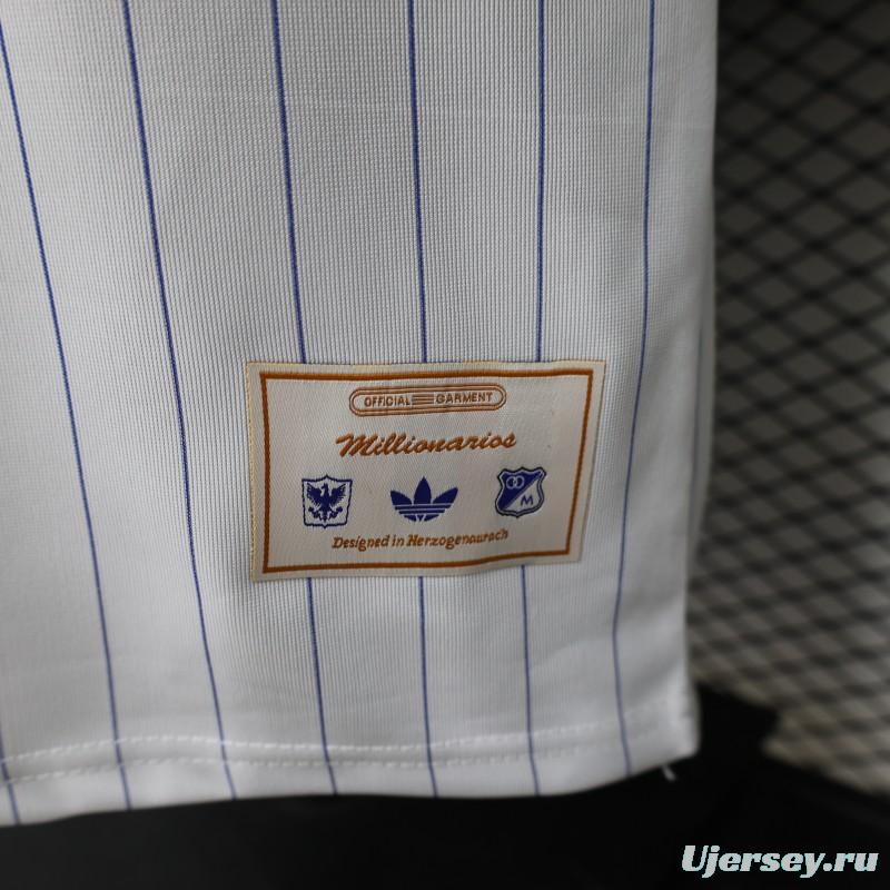 Player Version 26/27 Millonarios FC White & Navy Blue Pinstripe Retro Special Edition Home Jersey