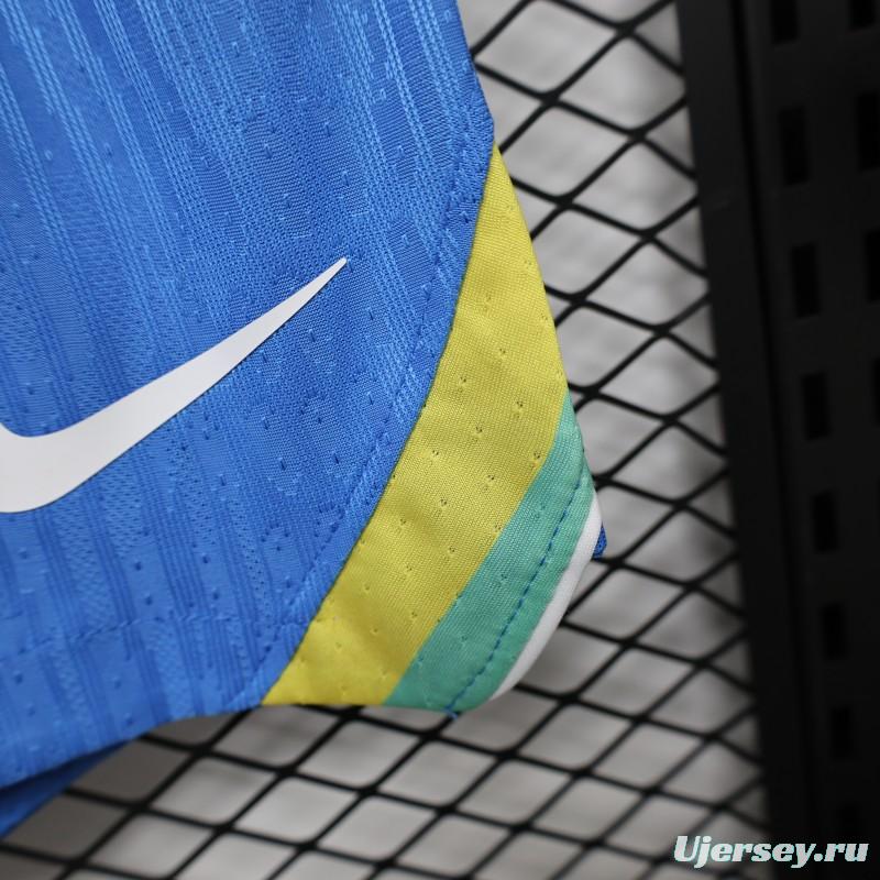 Player Version 26/27 Brazil  Royal Blue Jacquard Stripe Away Shorts