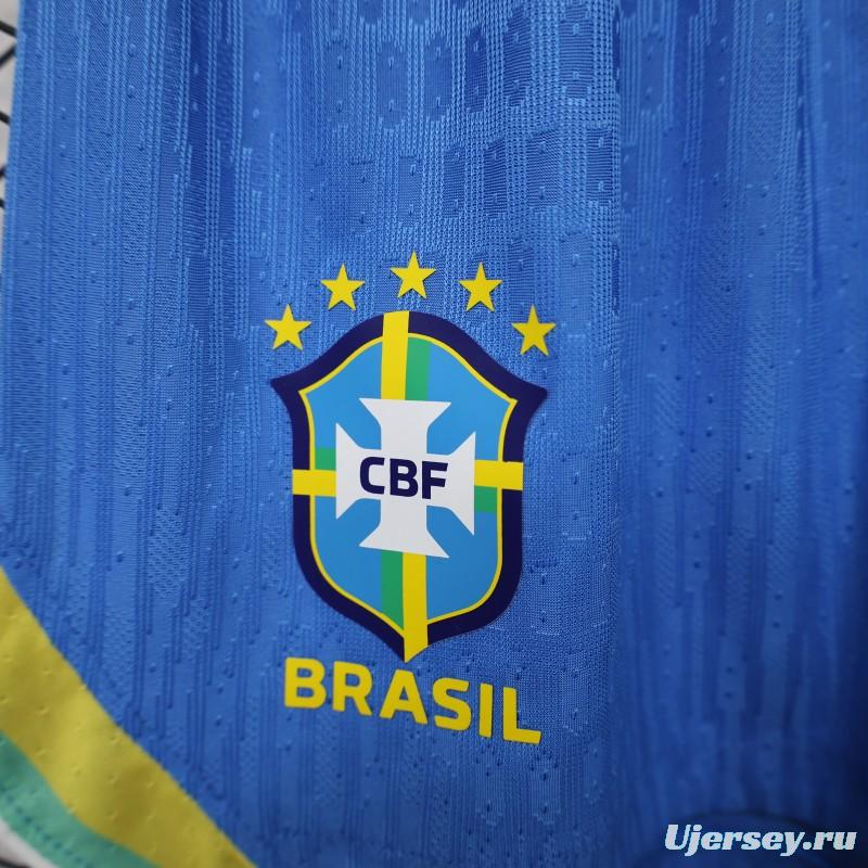 Player Version 26/27 Brazil  Royal Blue Jacquard Stripe Away Shorts