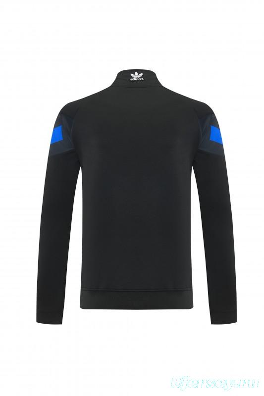 2026/27 Adidas Originals Black & Royal Blue Full Zipper Jacket Tracksuit + Long Pants