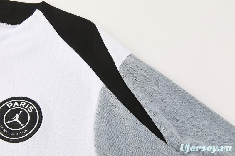 2026/27 Paris Saint-Germain White  Half Zipper Jacket Tracksuit + Light Grey Long Pants