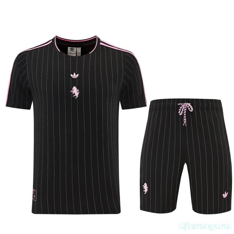 2026/27 Inter Miami CF Black Pinstripe Short Sleeve+Soccer Shorts