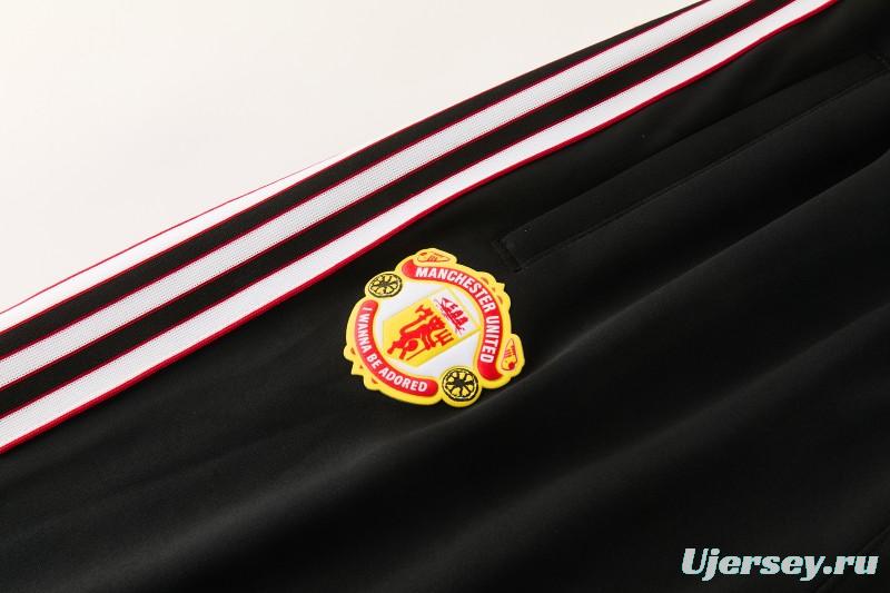 2026/27 Manchester United Black Grunge Splatter Paint Full Zipper Jacket Tracksuit + Long Pants