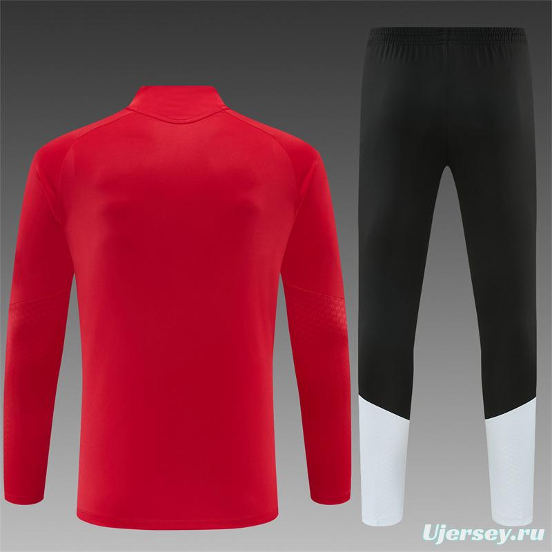 2026 Spain Red Half Zipper Jacket Tracksuit + Long Pants