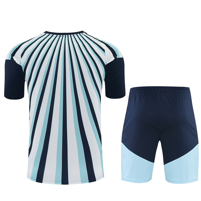 2026 Argentina White & Light Blue Radial Stripe Short Sleeve+Soccer Shorts