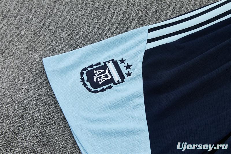 2026 Argentina White & Light Blue Radial Stripe Short Sleeve+Soccer Shorts