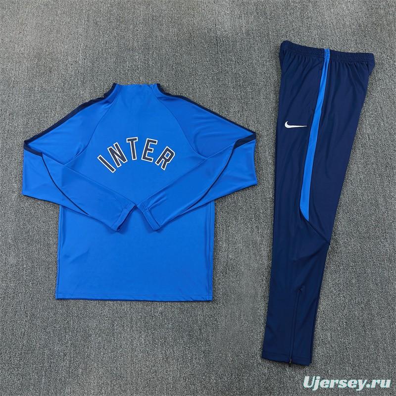 2026 Inter Milan Royal Blue Half  Zipper Jacket Tracksuit + Long Pants (Nike)