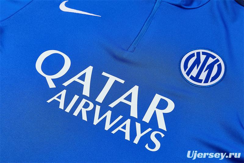 2026 Inter Milan Royal Blue Half  Zipper Jacket Tracksuit + Long Pants (Nike)